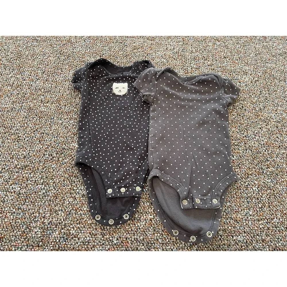 Carter's Girl Spotted & Kitty Set of 2 Bodysuits 3M